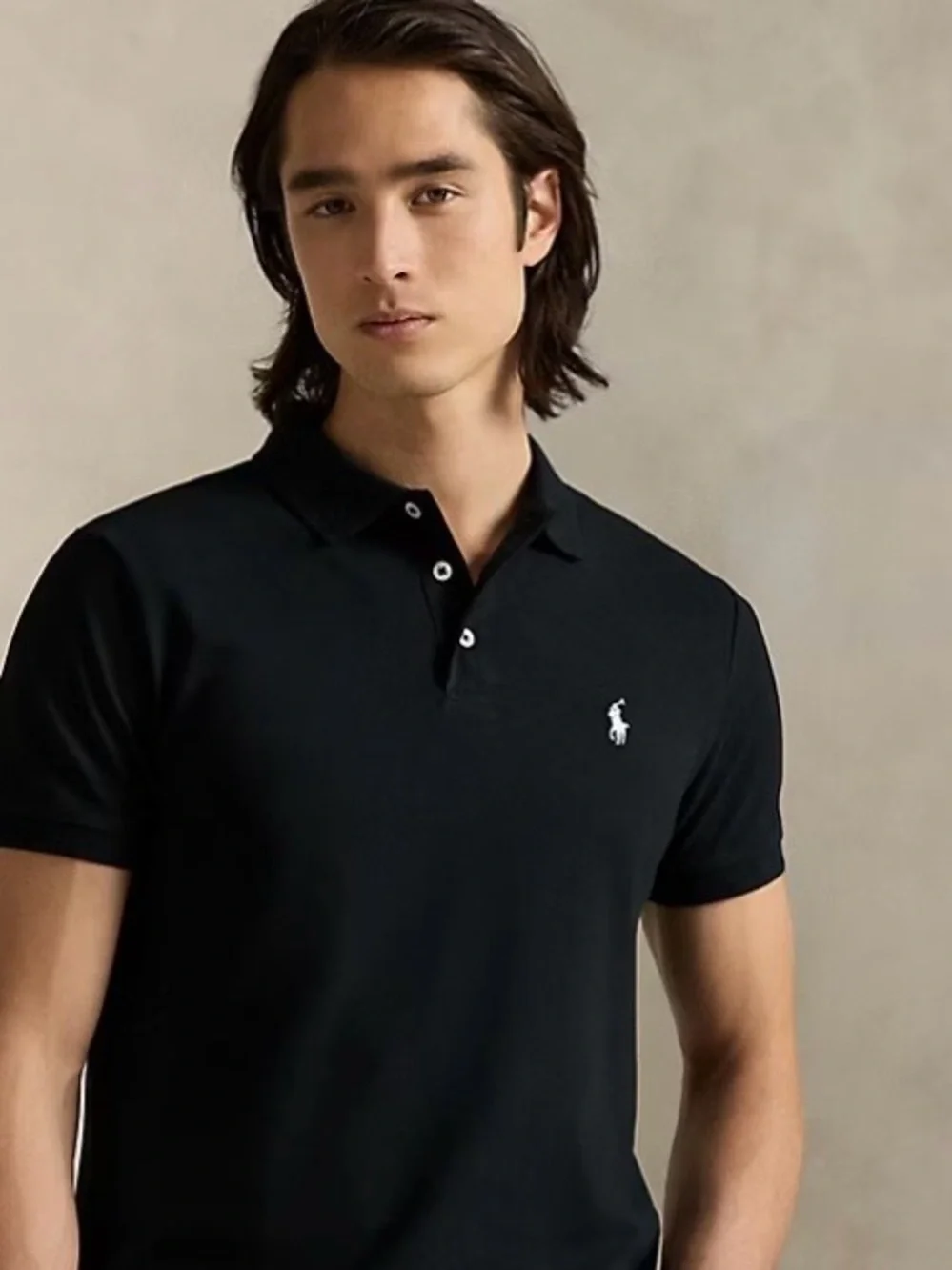 Polo Ralph Lauren Mens Polo Shirt Custom Slim Fit Black Knit Cotton Black $118